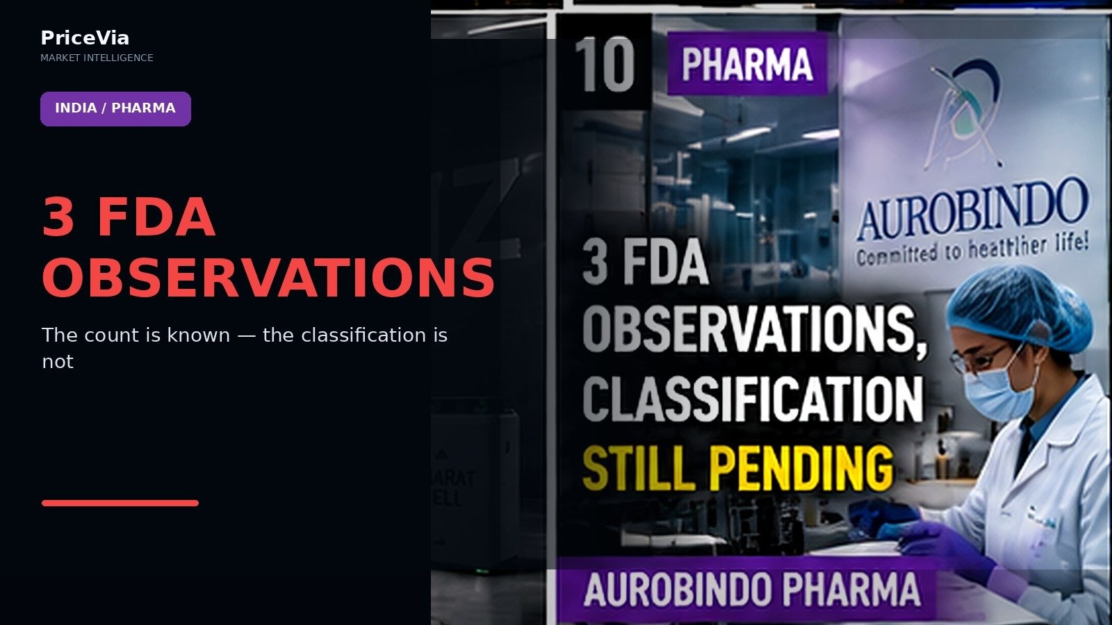 Editorial visual for Aurobindo’s API Plant Got Three FDA Observations — ‘Procedural’ Is the Company’s View, Not the Final Verdict