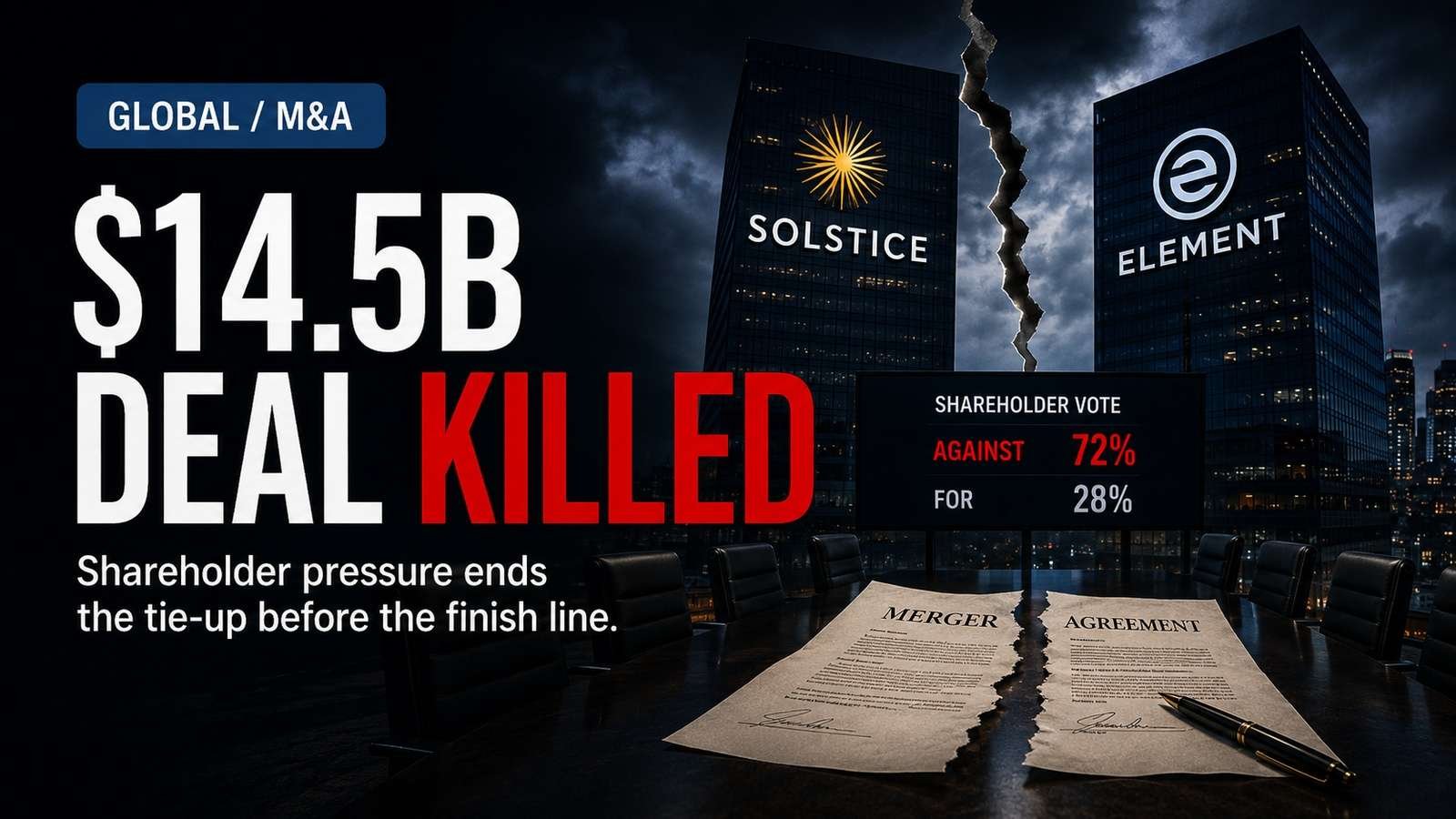 Editorial visual for Shareholders Killed a $14.5 Billion AI-Supply Deal — Solstice’s 15% Jump Explains Why