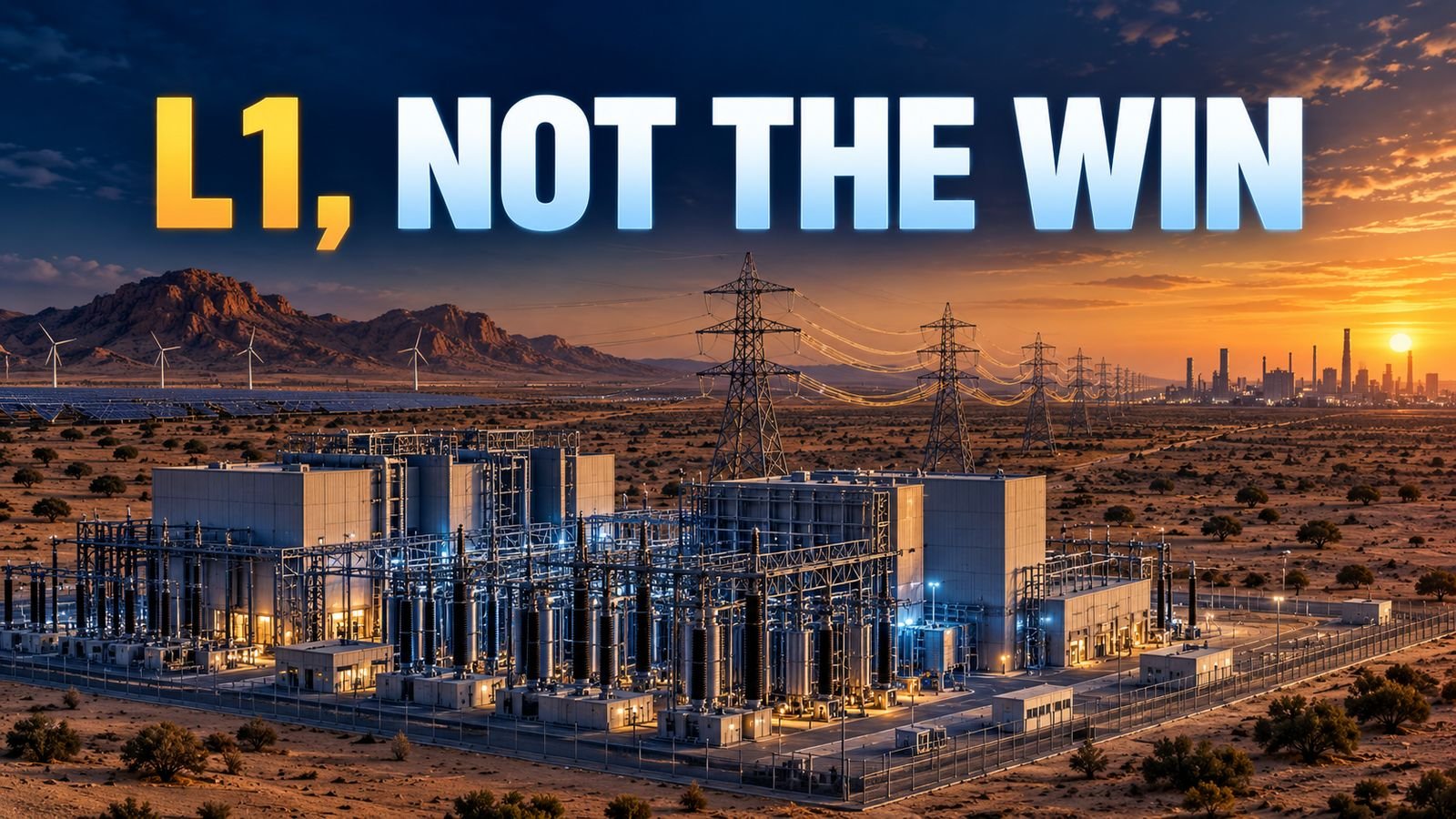 An HVDC converter station and transmission corridor under the headline L1, Not the Win