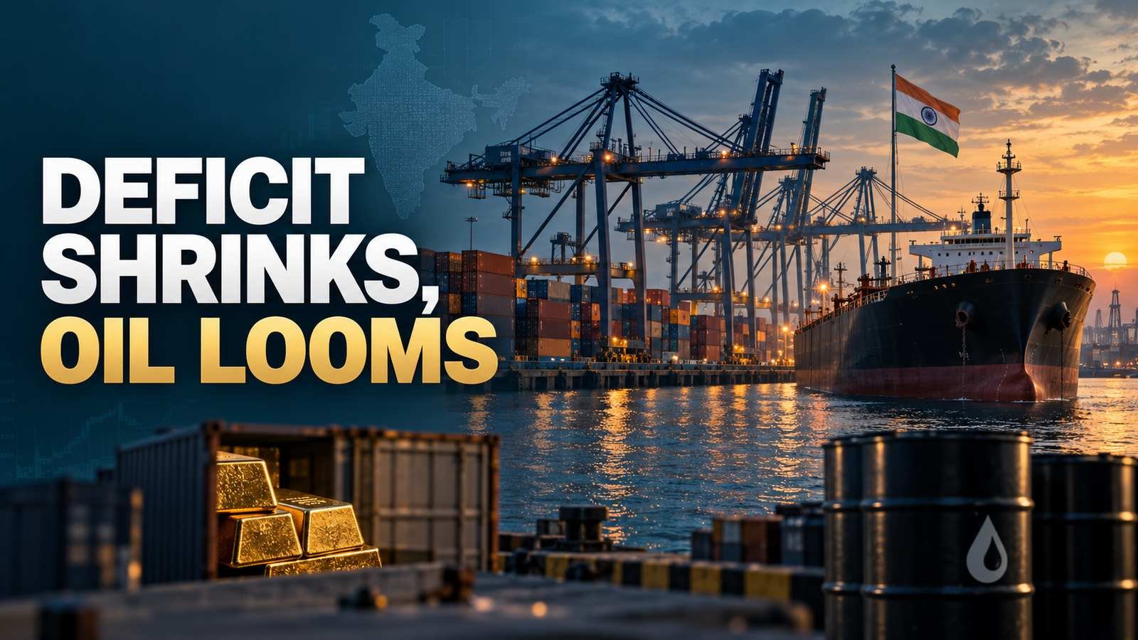 Deficit Shrinks, Oil Looms